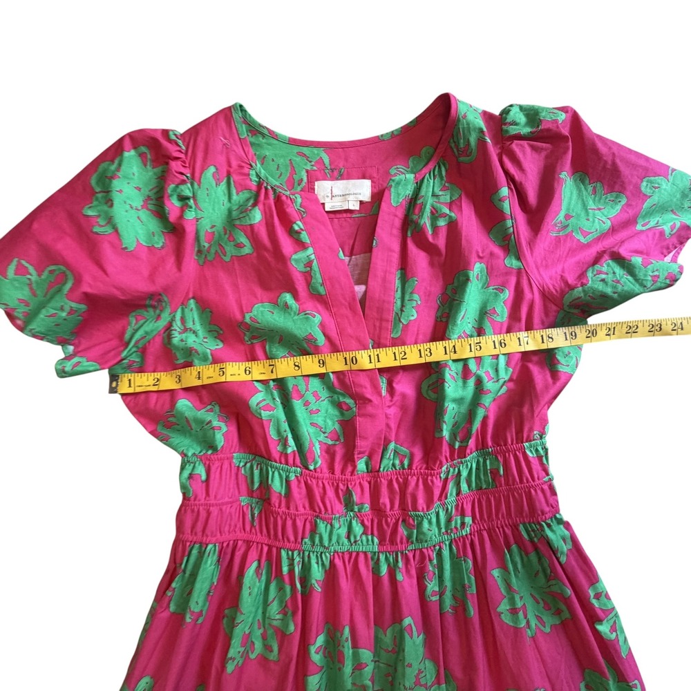 Anthropologie Pink Maxi Dress with Green Floral Print - Picture 11 of 12